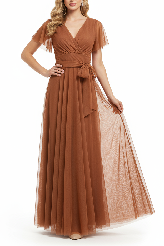 ABITO TULLE MANICHE CORTE