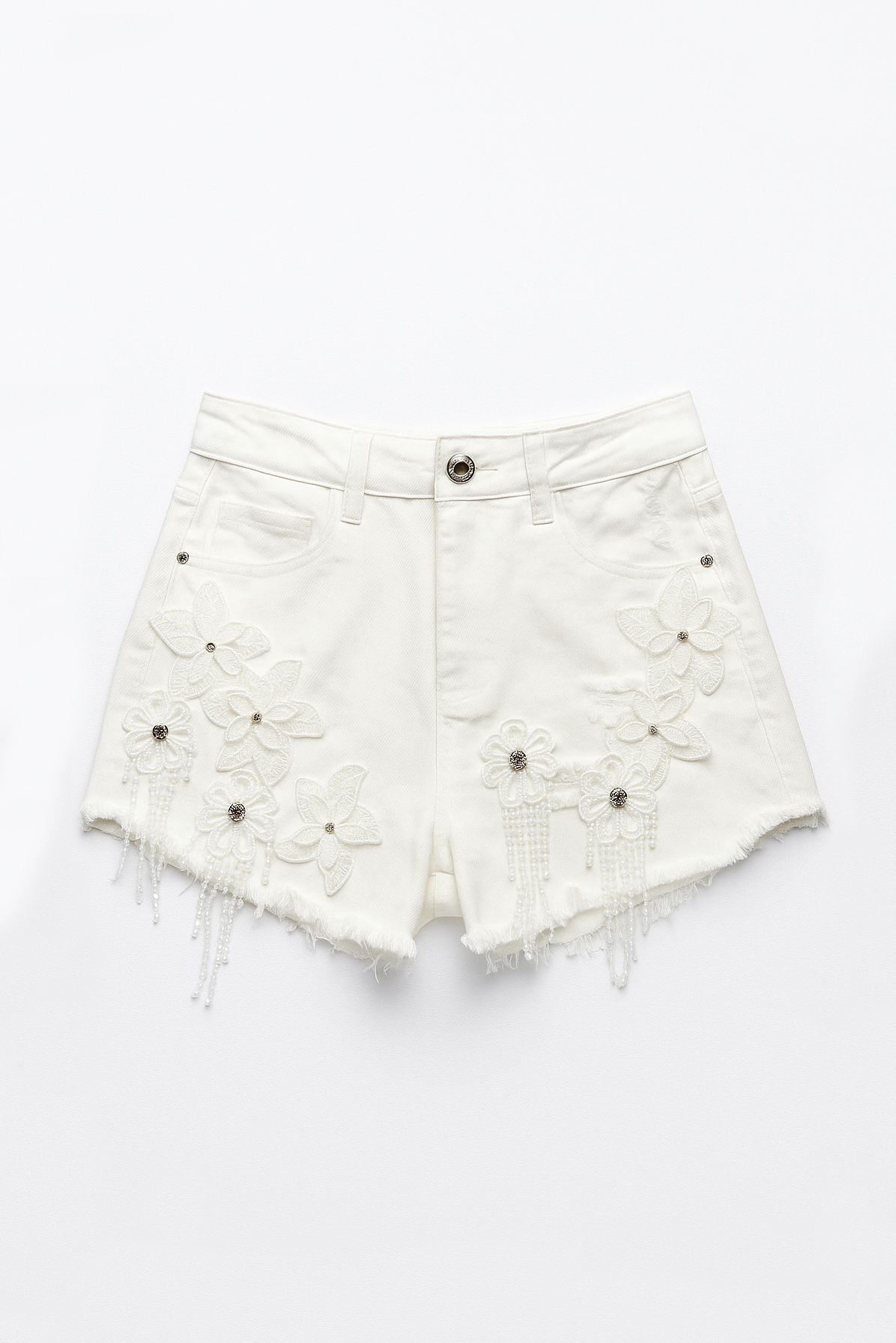 PANTALONCINO BIANCO CON APPLICAZIONI