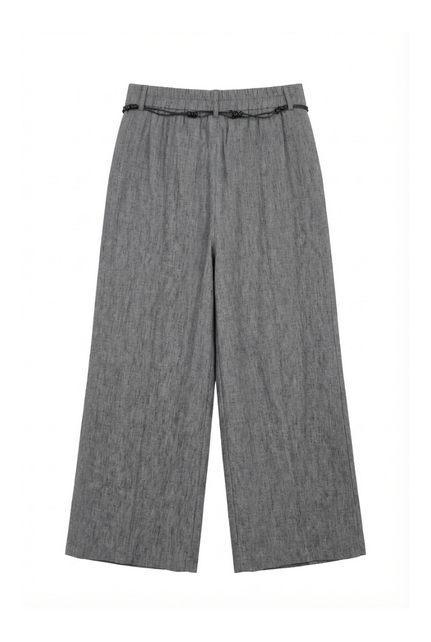 Pantaloni Wide Leg con Cintura Intrecciata