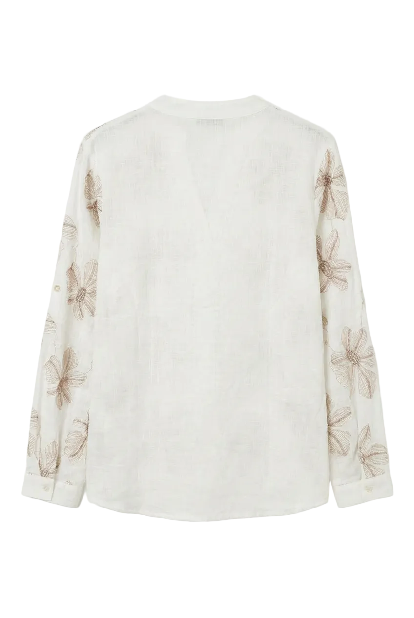 Cotton shirt with floral embroidery