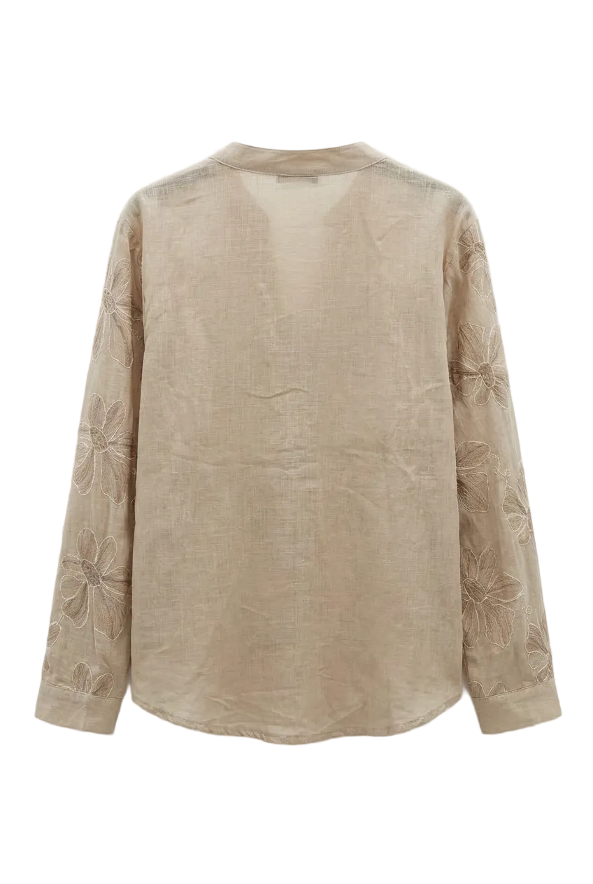 Cotton shirt with floral embroidery
