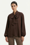 Blusa Satin con Fiocco al Collo
