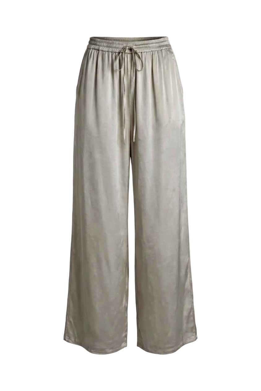 Pantaloni Wide Leg in Satin Fluido