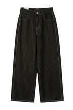 Jeans Wide-Leg Marroni con Cuciture a Contrasto