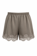 Shorts in Raso con Dettaglio in Pizzo