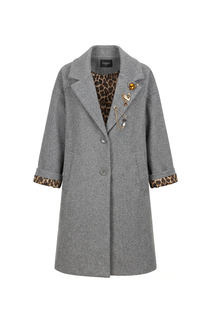 CAPPOTTO CLASSICO CON DETTAGLI ANIMALIER