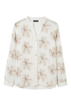 Camicia in cotone con ricami floreali