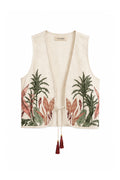 Coordinato Gilet in Cotone con Ricami Tropicali