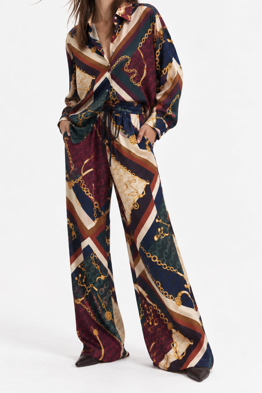 Pantaloni in raso Royal Chain