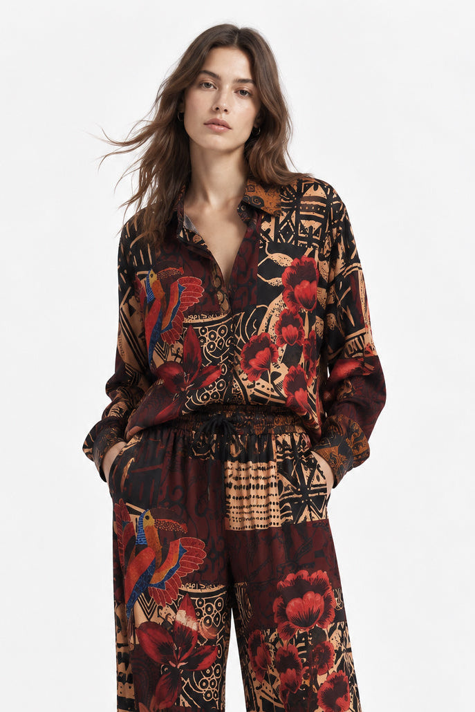 Camicia Over in raso Nomade