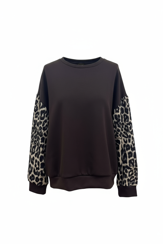 FELPA MANICHE ANIMALIER