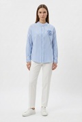 Camicia a Righe con Dettaglio Floreale 3D