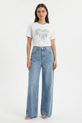 Jeans Larghi con Ape Ricamati