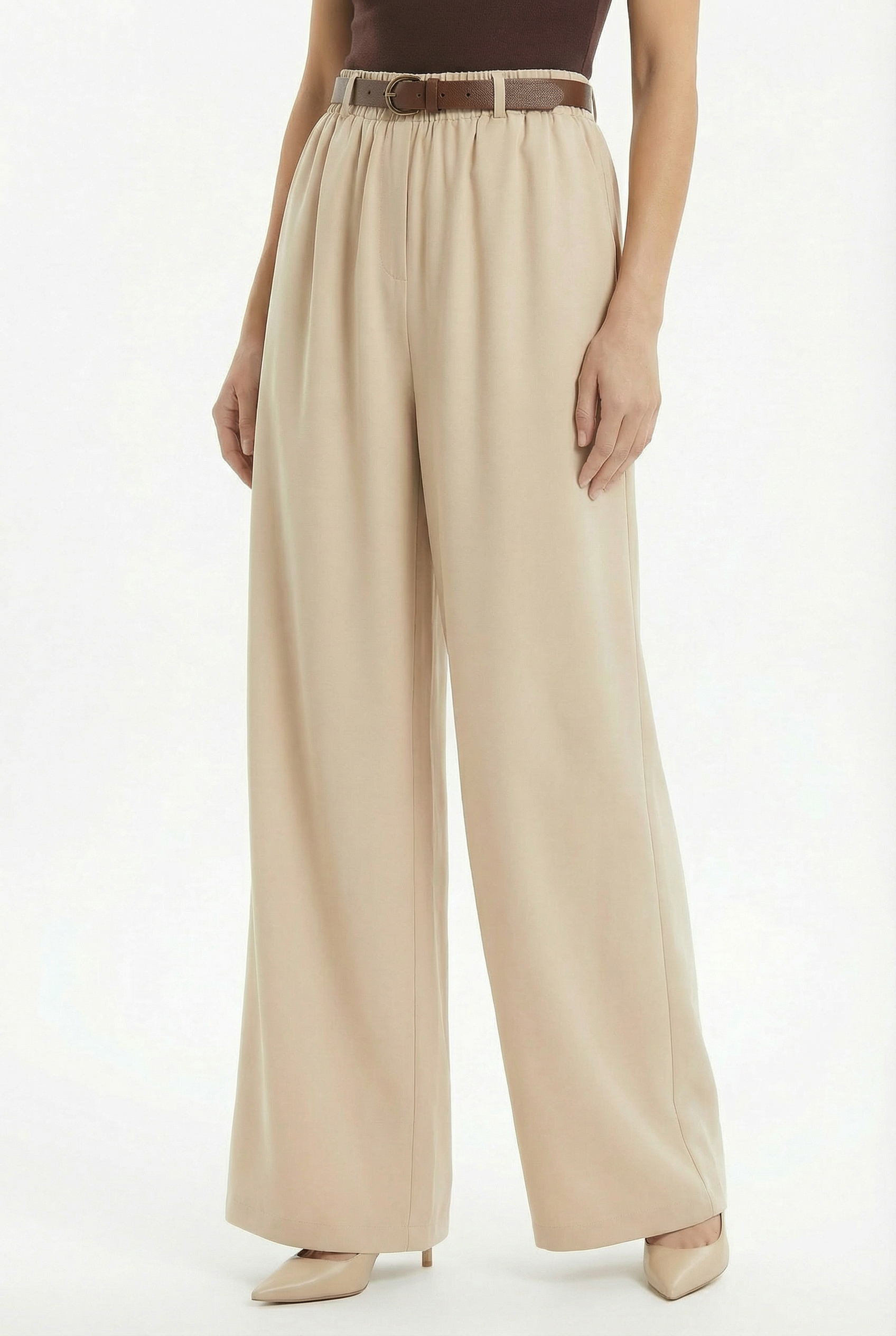 Wide-leg trousers with belt