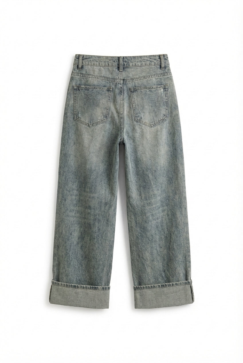 Jeans con Maxi risvolto