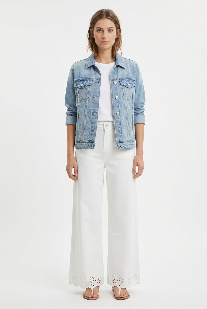 Jeans Wide Leg con Fondo Traforato