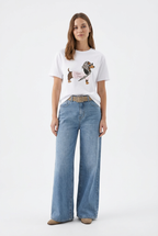 Jeans Wide Leg a Vita Alta con Cintura