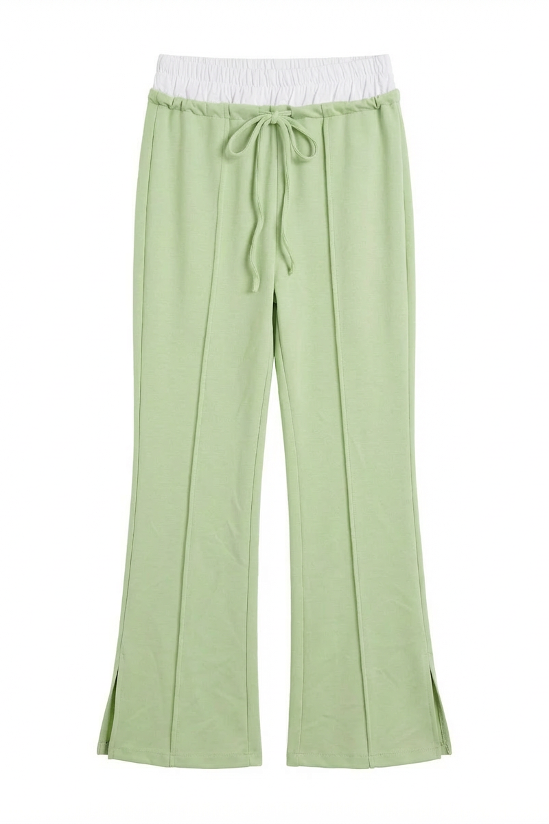 Pantalone con dettaglio in vita a contrasto