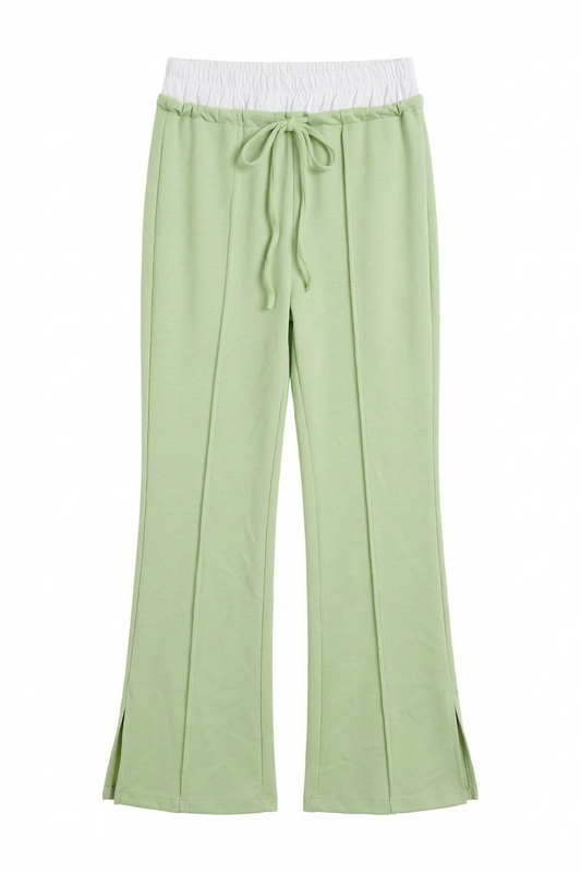 Pantalone con dettaglio in vita a contrasto