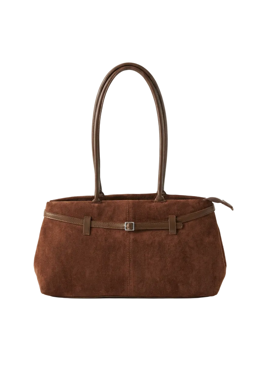 East-West Suede Shoulder Bag