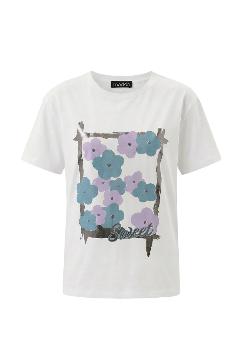 T-shirt con stampa floreale “Sweet”