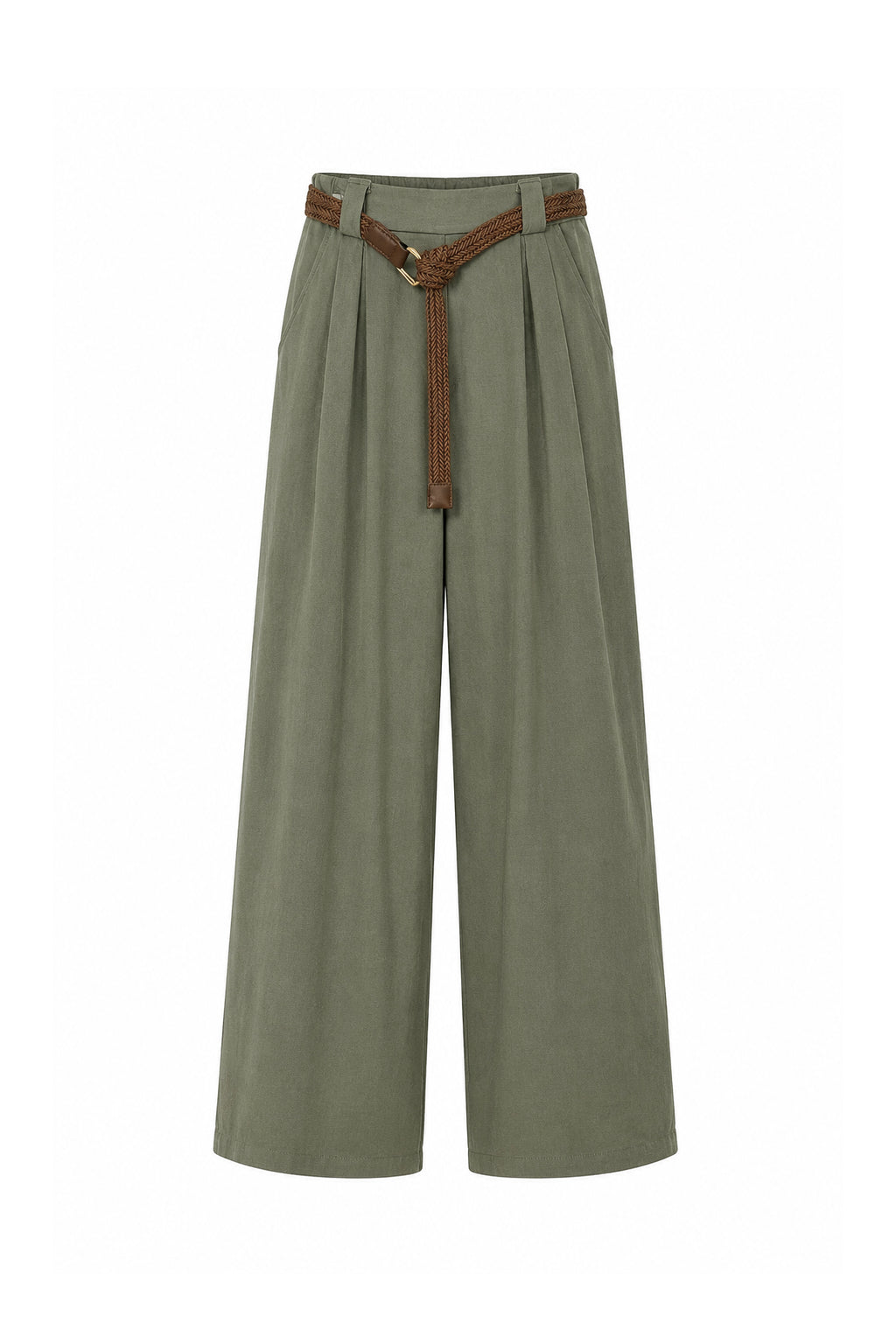 Pantalone a Palazzo misto lino con cintura