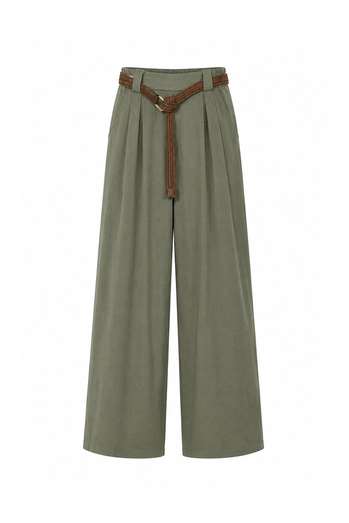 Pantalone a Palazzo misto lino con cintura