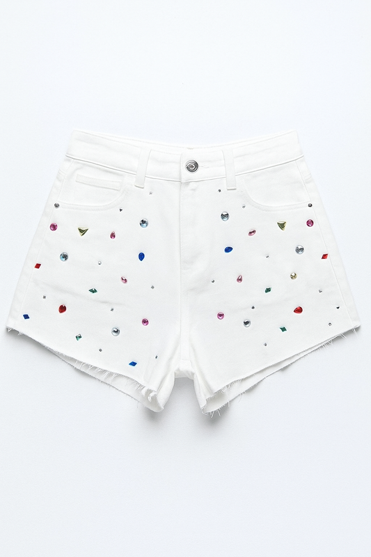 PANTALONCINO BIANCO CON PIETRE