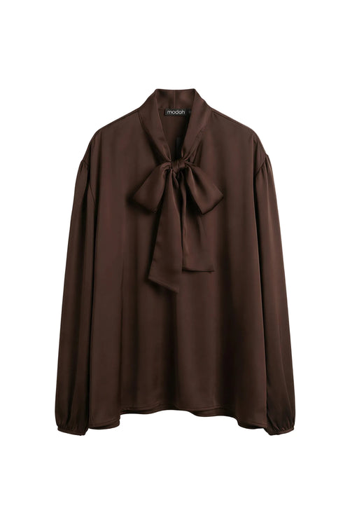 Blusa Satin con Fiocco al Collo