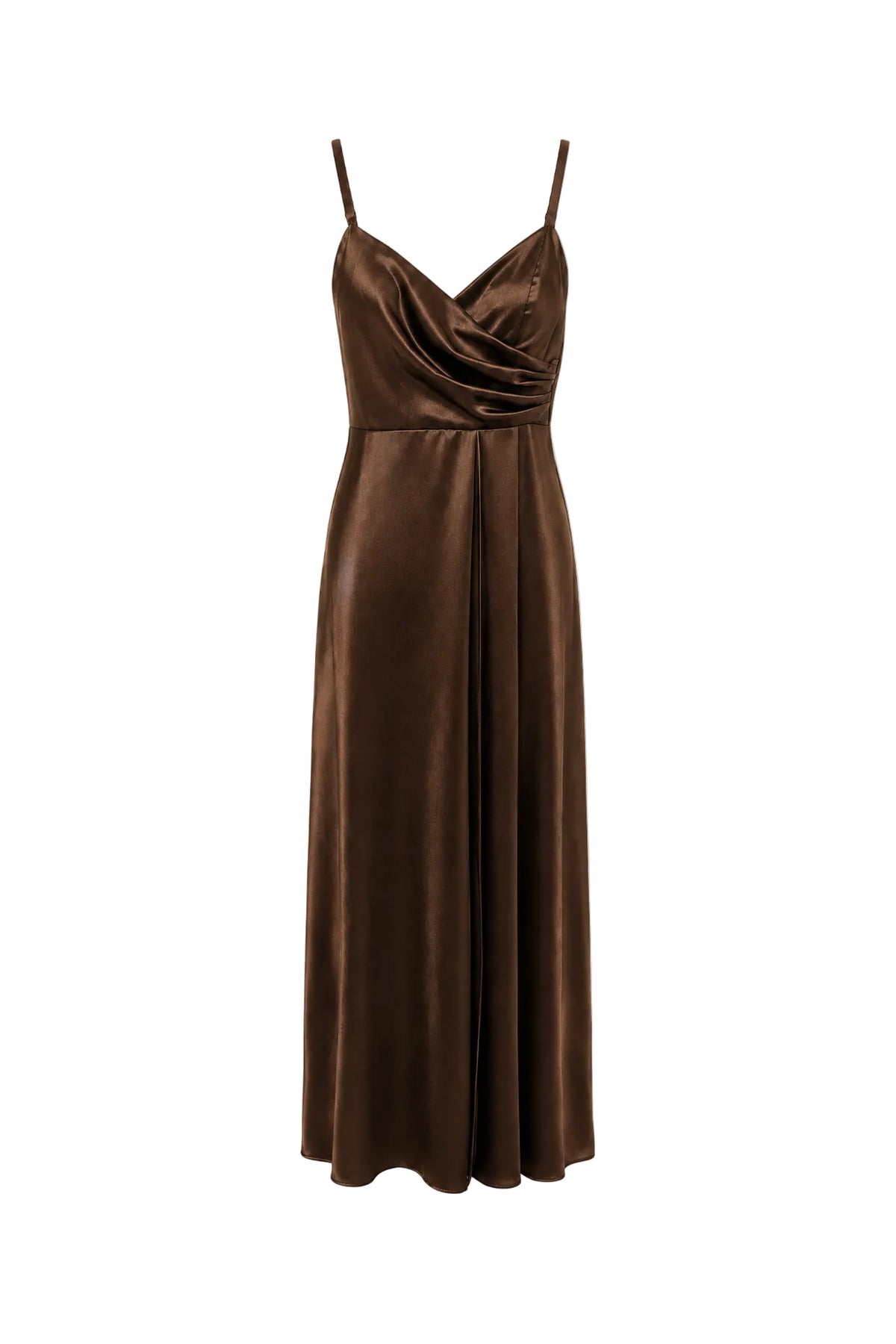 Elegante Abito Lungo Drappeggiato in Raso Bordeaux