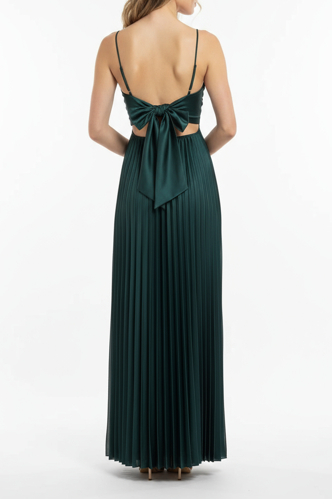 PLEATED DRESS WITH BOW