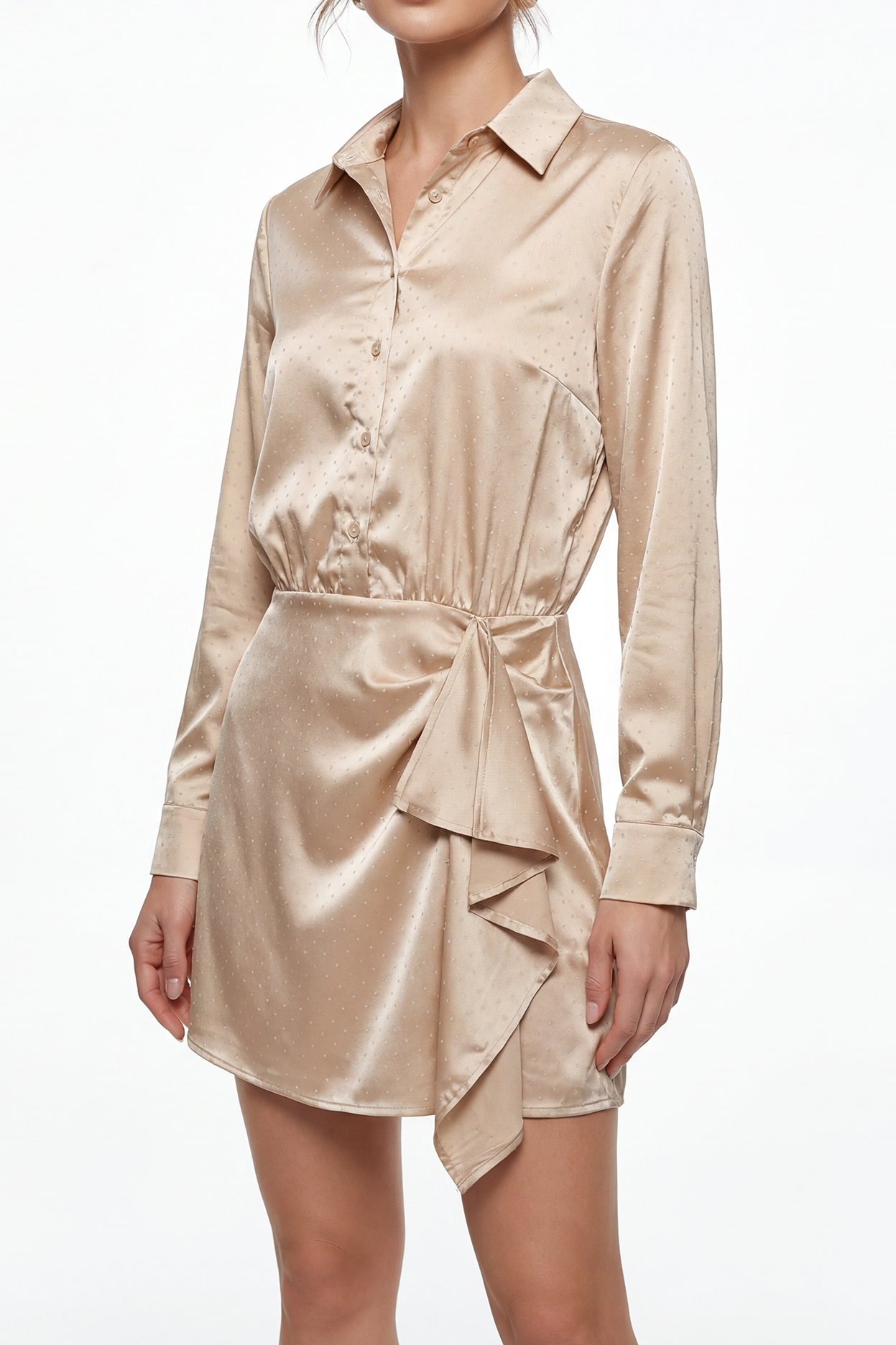 MINI ABITO SATIN CON STRASS E VOLANT