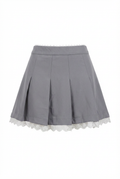 Minigonna-Pantalone Plissè con Orlo in Pizzo Macramè