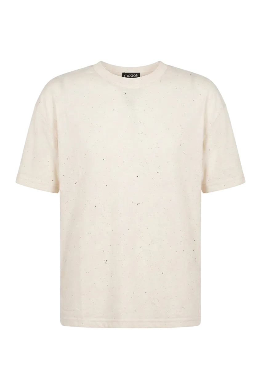 T-shirt Oversize con Effetto Speckled Panna