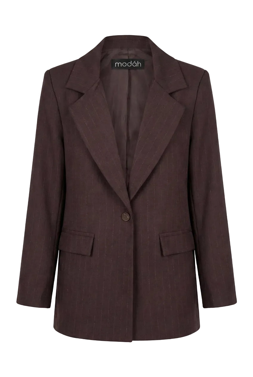 Blazer monopetto gessato color cioccolato