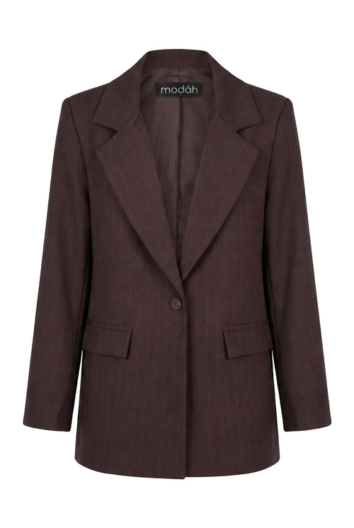 Blazer monopetto gessato color cioccolato