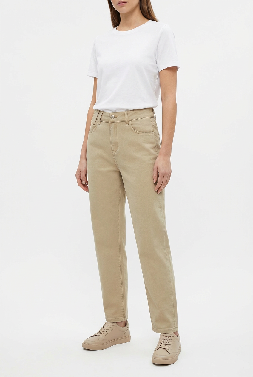Beige Mom Fit Jeans