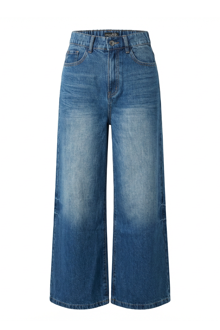 JEANS WIDE LEG ELASTICIZZATO VITA MEDIA