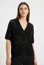 Cardigan Traforato a Maniche Corte