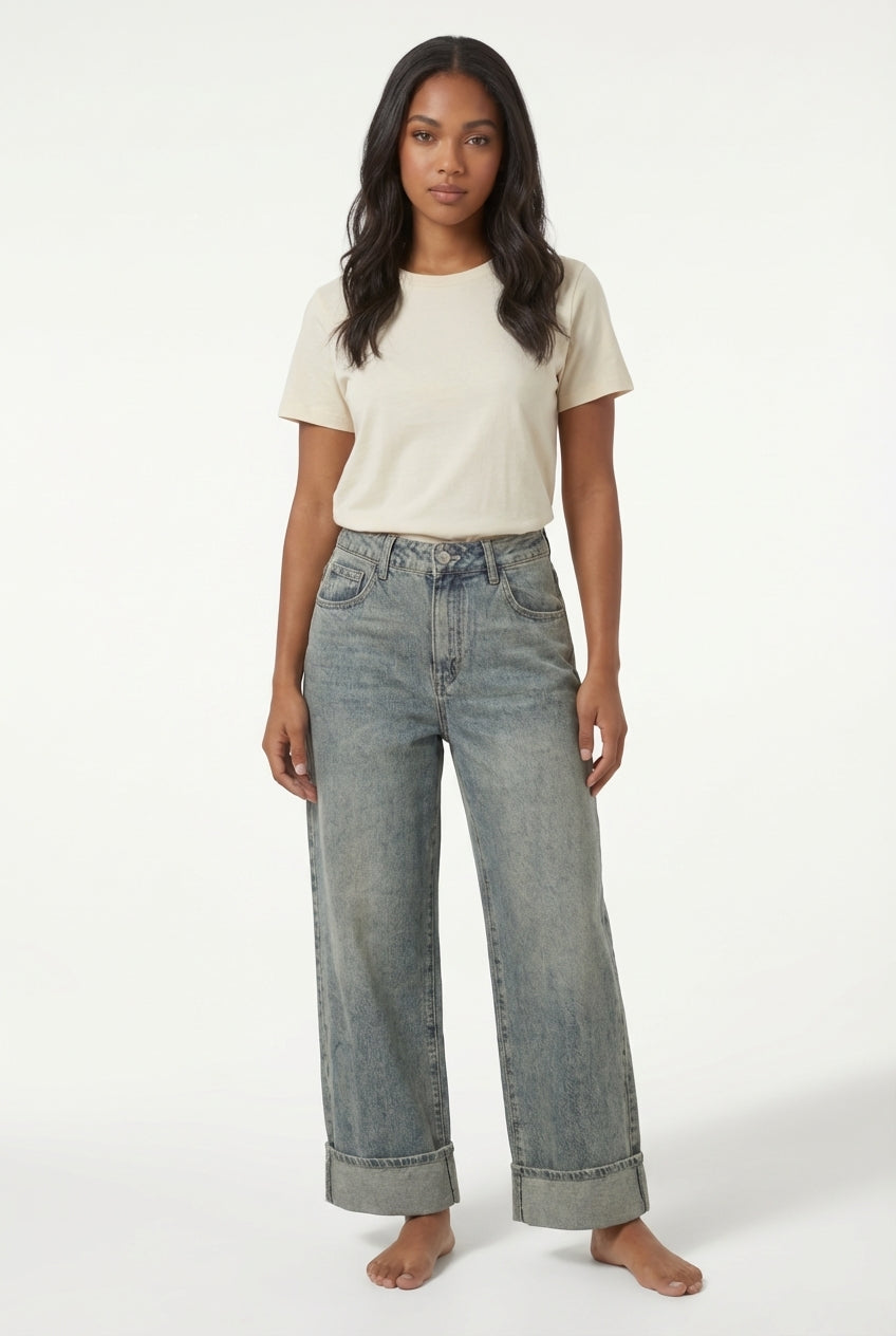 Jeans con Maxi risvolto