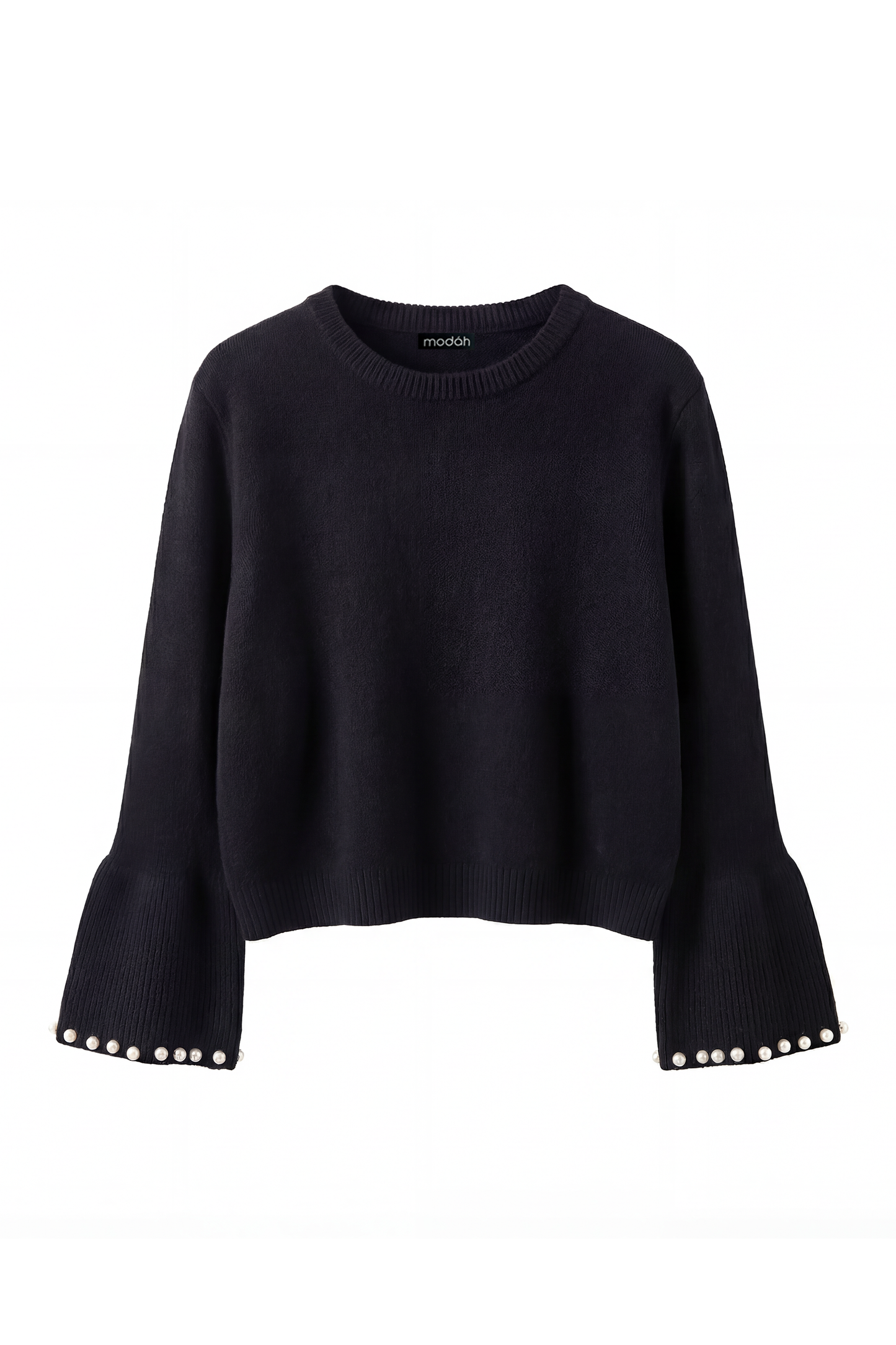 MAGLIONE CON MANICHE A CAMPANA E PERLINE