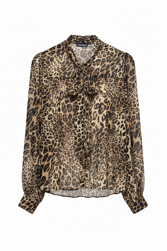 CAMICIA LEOPARD CON FIOCCO