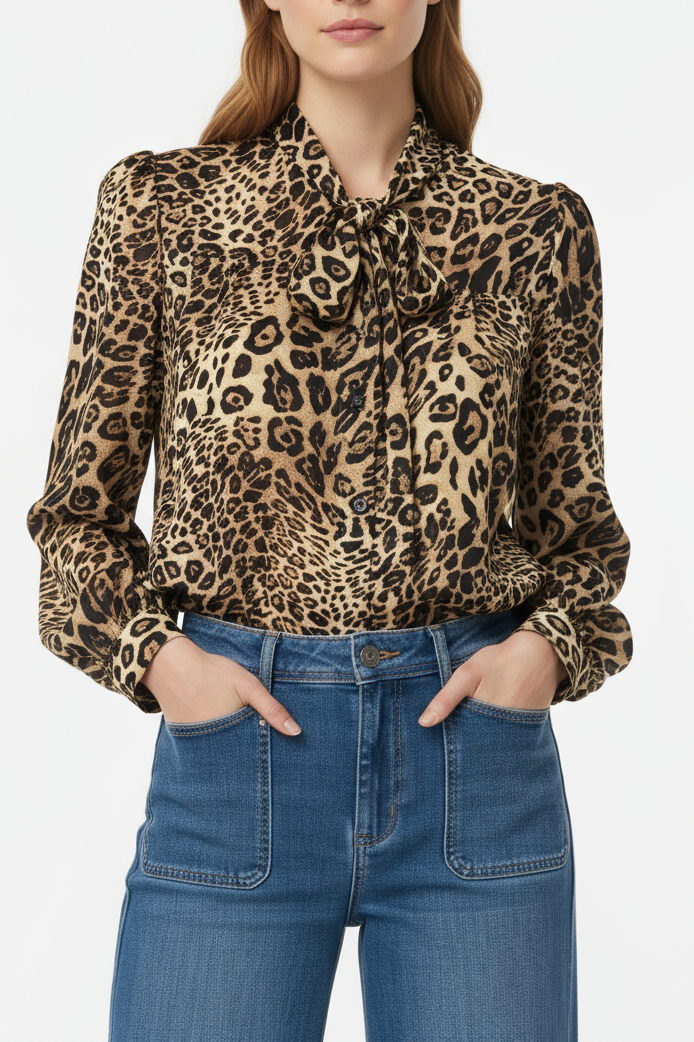 LEOPARD SHIRT WITH BOW