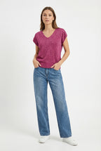 Top in Maglia Lurex con Scollo a V