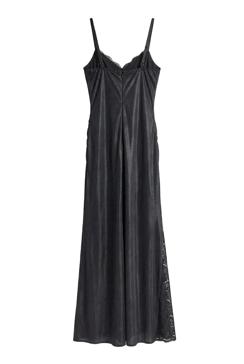 Abito in Raso con Corsetto in Pizzo