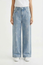 Jeans con fiocchi ricamati