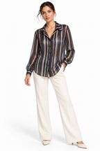 Camicia Semitrasparente a Righe Multicolore