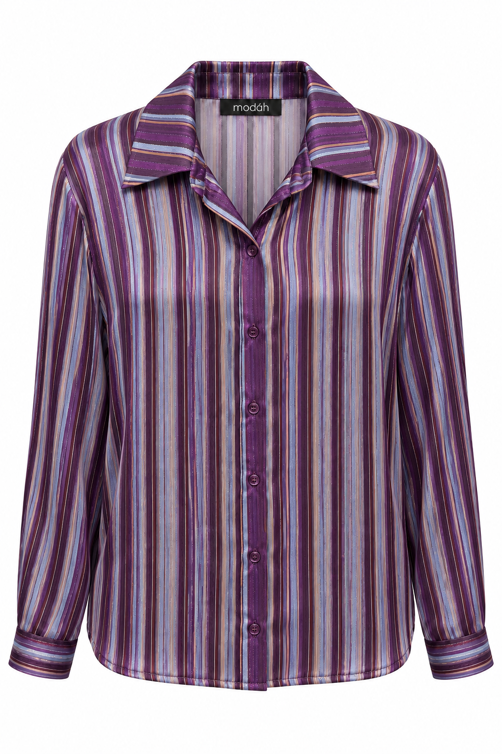 Camicia Semitrasparente a Righe Multicolore