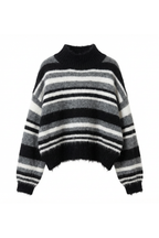 MAGLIONE MISTO LANA CROPPED A RIGHE