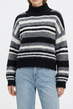 MAGLIONE MISTO LANA CROPPED A RIGHE